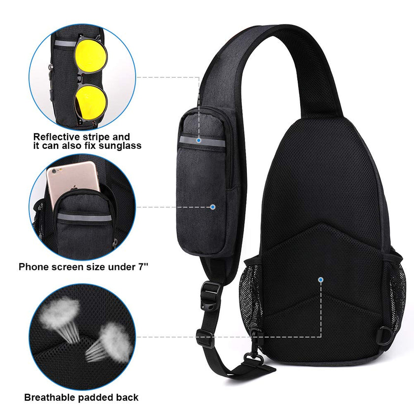 WATERFLY Sling Bag Sling Backpack Crossbody Bag Hiking Daypack for Men Women (Black Color) 🍁 All In One Marketplace Canada