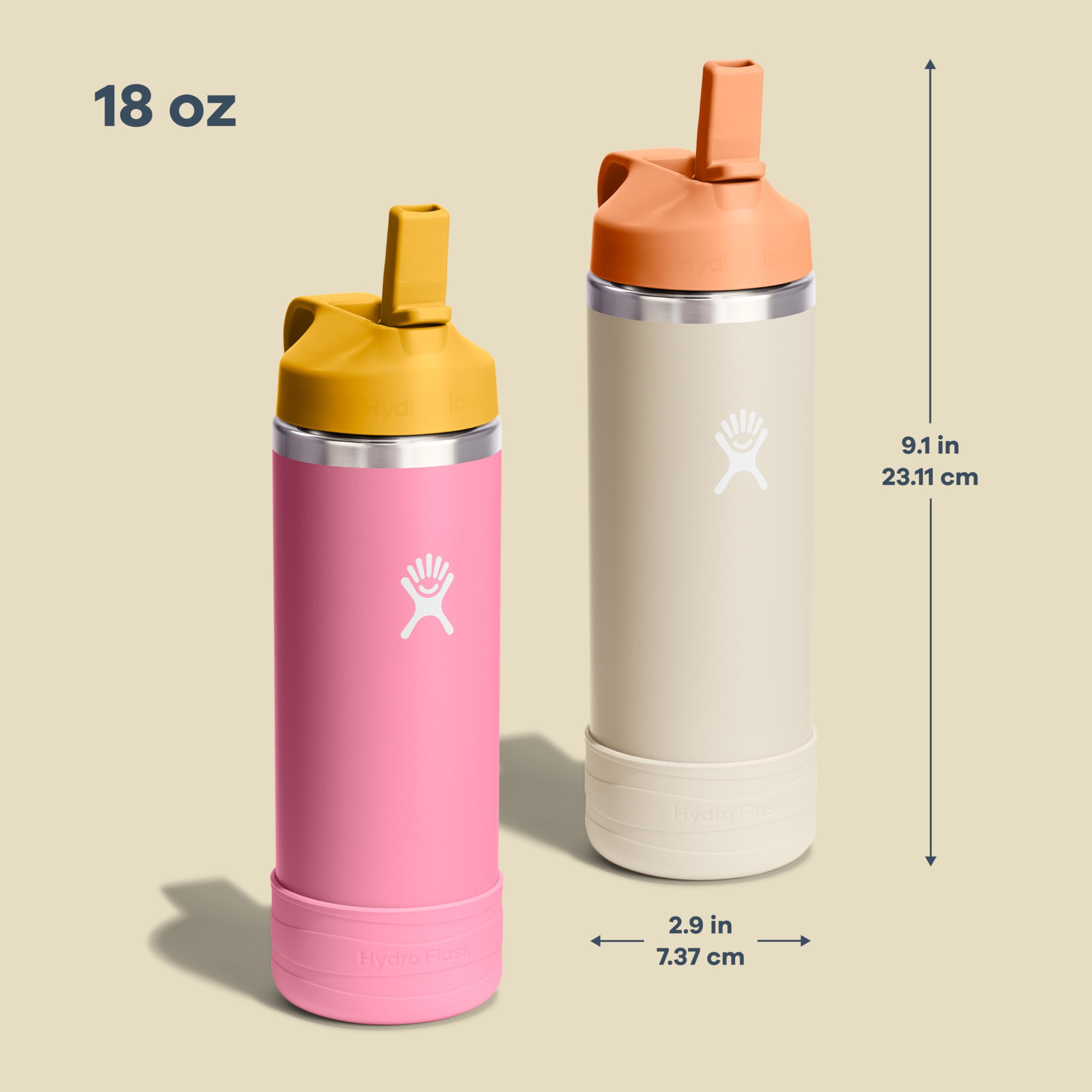 18 Oz Kids Stainless Steel Bottle - Wide Mouth Straw Cap and Boot, Coconut 🍁 All In One Marketplace Canada