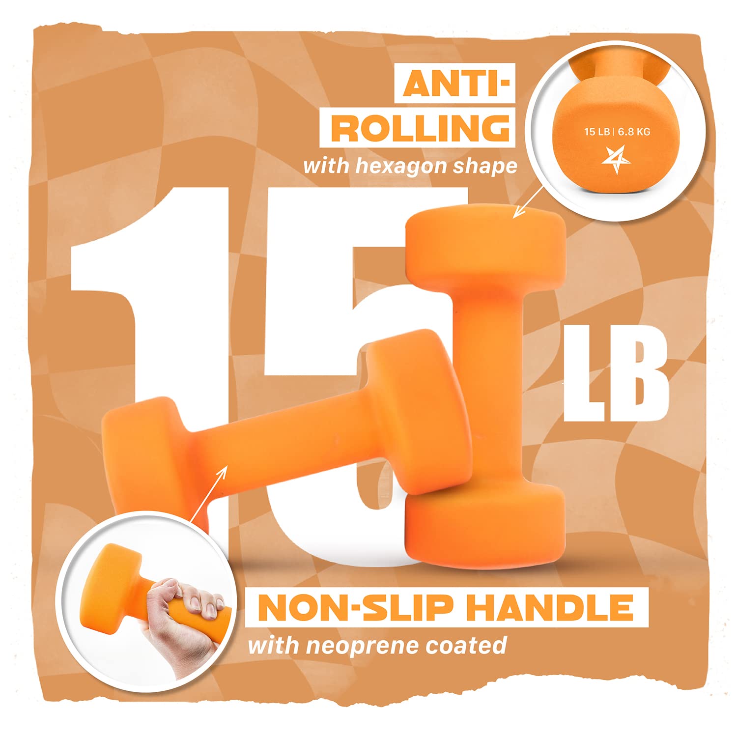 Yes4All Dumbbell Neoprene, poids et haltere, Weight Set, Hand Weights for Women, Dumbbells Pair, Free Weights (D. Orange - 15lbs) 🍁 All In One Marketplace Canada