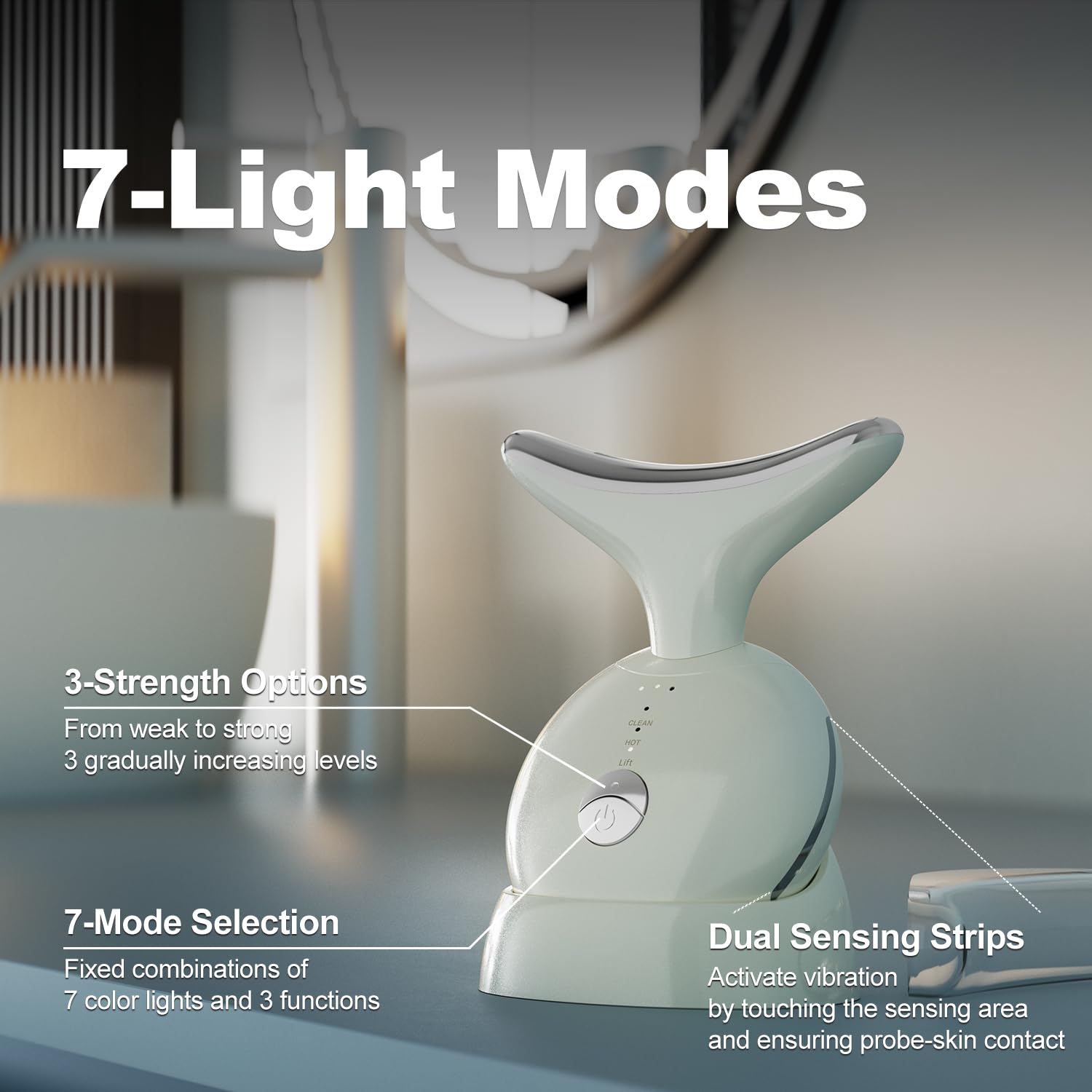 Red Light Therapy Device, 7 in 1 Neck and Face Massager, Portable Facial Massager, face massager for skin tightening and Face Lifting Device Beige 🍁 All In One Marketplace Canada