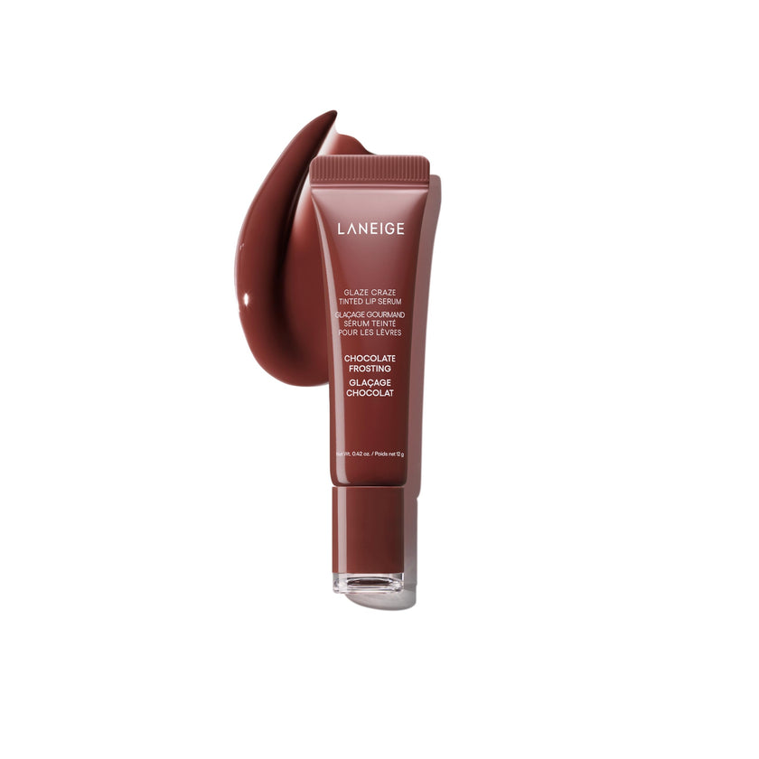 LANEIGE Glaze Craze Tinted Hydrating Lip Serum, for Glossy, Nourished Lips with Plumping Polypeptides, Chocolate Frosting 🍁 All In One Marketplace Canada