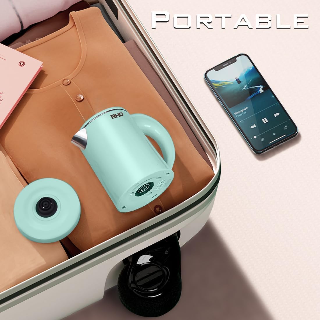 RHD 0.5L Small Portable Electric Kettles for Boiling Water, 304 Stainless Steel Hot Water Dispensers, Fast Boil Teapot, Auto Shut-Off, Perfect For Dorm RV Travel Coffee Tea, Green 🍁 All In One Marketplace Canada