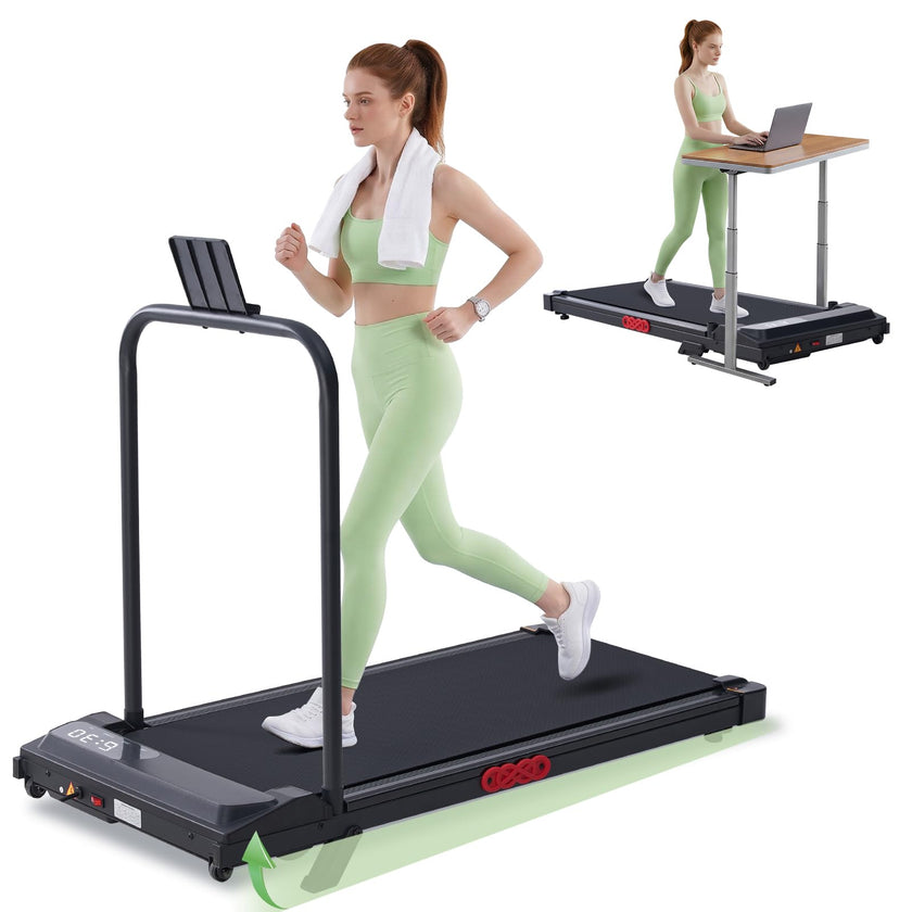Walking Pad Treadmill with Handle Bar, 3.0HP Portable Small Walking Treadmills for Home Small, 0.6-7.6MPH Compact Treadmill for Exercising, Under The Desk Mini Treadmills with Incline, Model V407 🍁 All In One Marketplace Canada