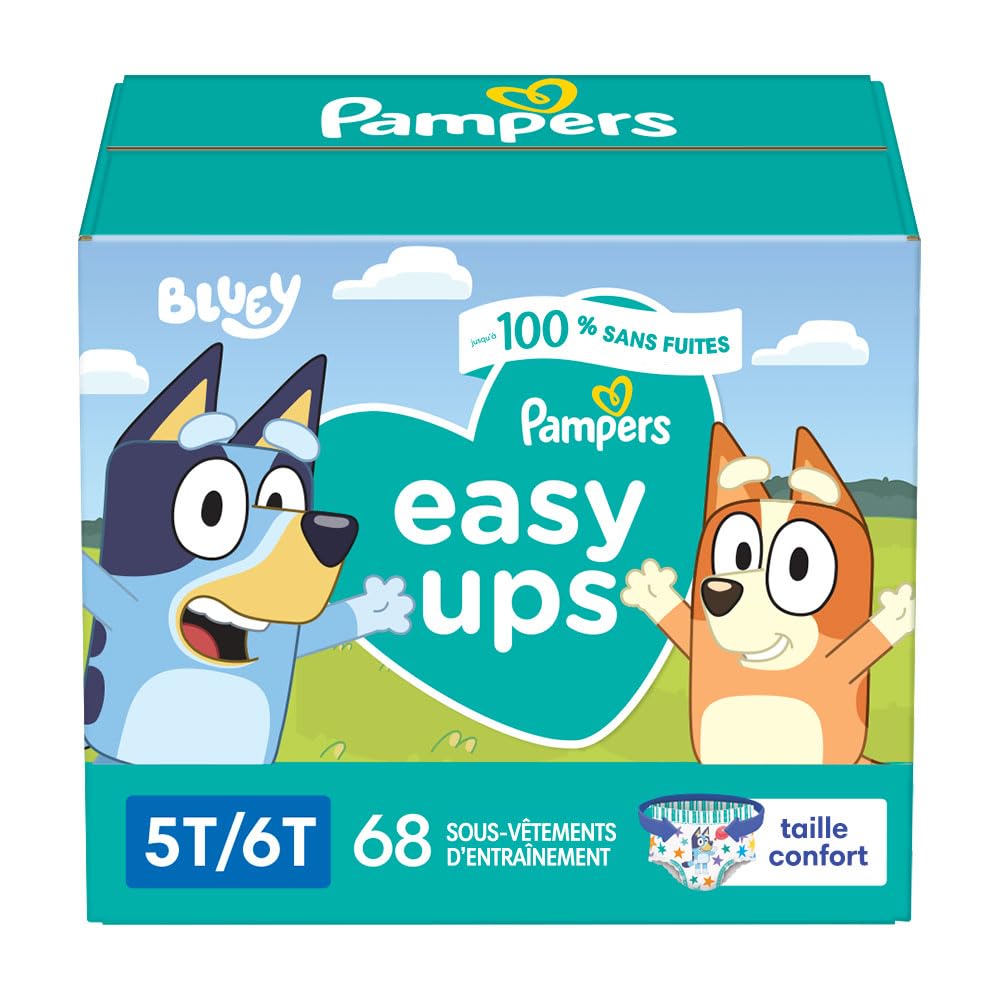 Pampers Easy Ups Girls & Boys Potty Training Pants, Size 7 (5T6T), Bluey Absorbent Training Underwear, Up to 100% Leakproof Day and Night, Hypoallergenic, 1 Pack (Count of 70) 🍁 All In One Marketplace Canada