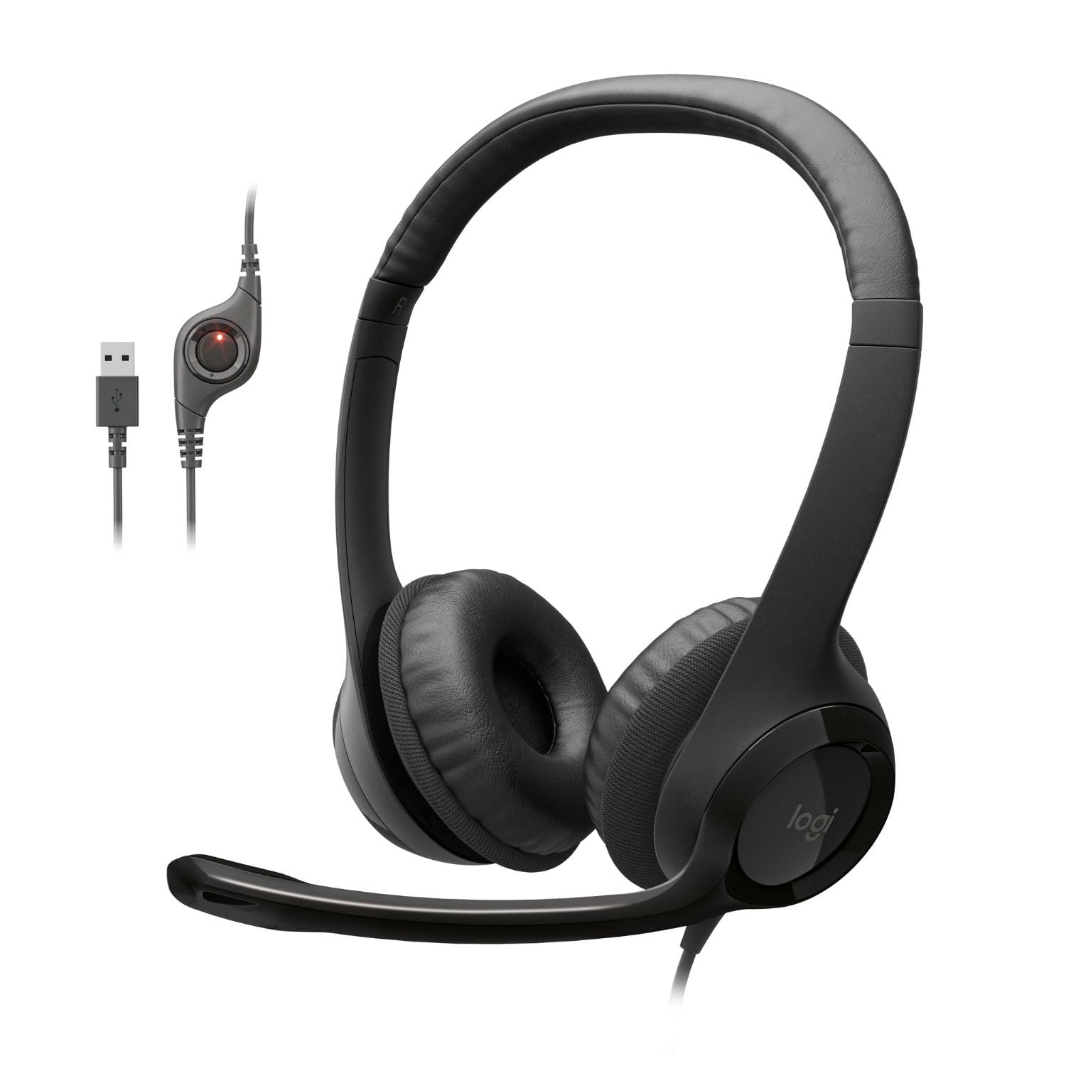 Logitech H390 Wired Headset for PC/Laptop, Stereo Headphones with Noise Cancelling Microphone, USB-A, in-Line Controls, Works with Chromebook - Black, 1 Pack 🍁 All In One Marketplace Canada