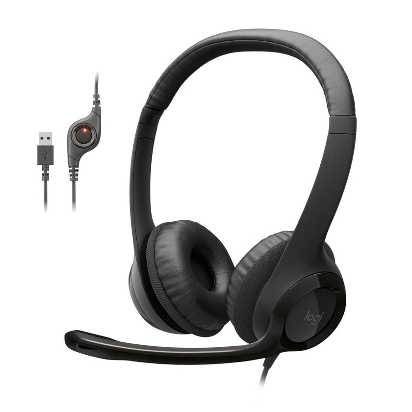 Logitech H390 Wired Headset for PC/Laptop, Stereo Headphones with Noise Cancelling Microphone, USB-A, in-Line Controls, Works with Chromebook - Black, 1 Pack 🍁 All In One Marketplace Canada