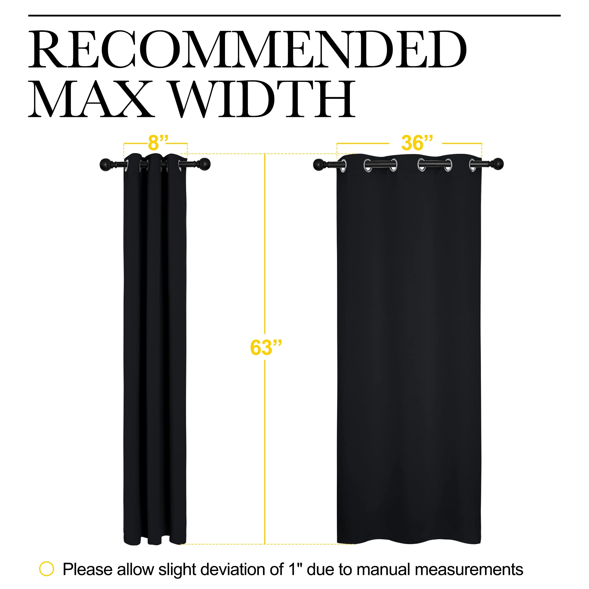 NICETOWN Blackout Curtains 2 Panels for Bedroom- Halloween Thermal Insulated Grommet Blackout Curtains 63 Inches Long for Living Room/Kitchen Rideaux occultants (2 Panels,W42 x L63 -Inch,Black) 🍁 All In One Marketplace Canada
