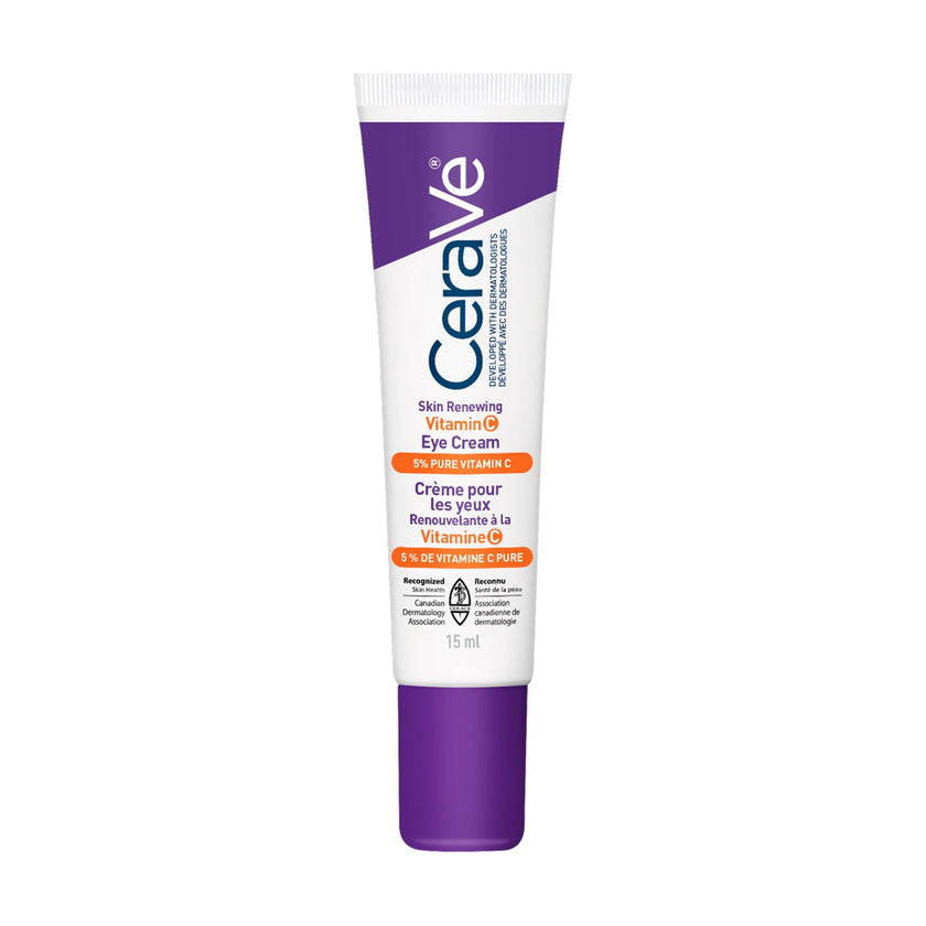 CeraVe Skin Renewing Vitamin C Eye Cream for Dark Circles & Fine Lines with 5% Pure Vitamin C, Hyaluronic Acid, & Caffeine, Hydrating & Brightening Anti-Aging Eye Treatment, Fragrance-Free, 15mL 🍁 All In One Marketplace Canada