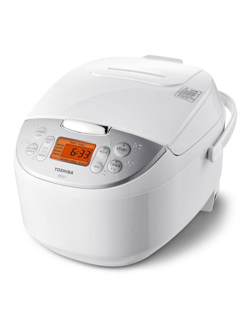 Toshiba Rice Cooker 6 Cup Uncooked – Japanese Rice Cooker with Fuzzy Logic Technology, 7 Cooking Functions, Digital Display, 2 Delay Timers and Auto Keep Warm, Non-Stick Inner Pot, White 🍁 All In One Marketplace Canada
