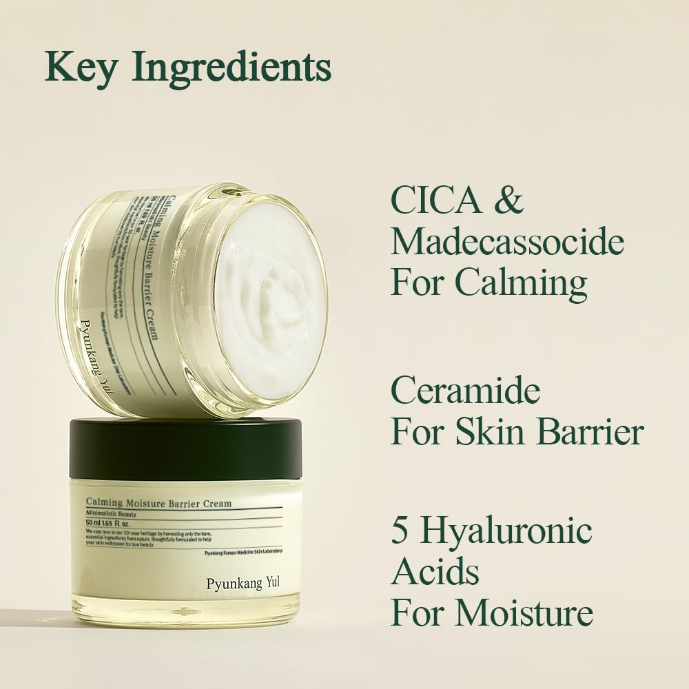 Pyunkang Yul PKY Calming Moisture Barrier Cream Instantly Soothes Sensitive Skin, Hyaluronic Acid & Ceramide for Hydration, Vegan, Korean Skincare (1.69 Fl. Oz, 50ml) 🍁 All In One Marketplace Canada