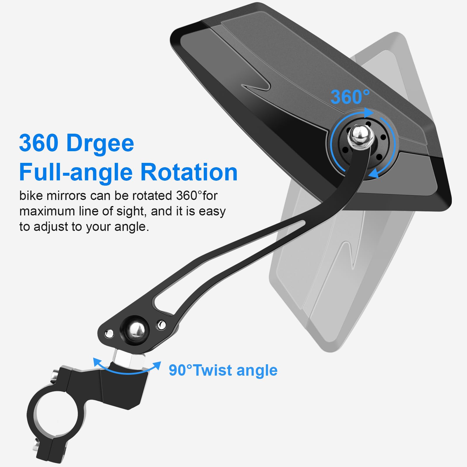 Diyife Bike Mirror, [A Pair] Aluminum HD Wide Angle Large Bicycle Rear View Mirror, 360°Adjustable Shockproof Bicycle Mirrors for Handlebar 22-25mm, Fit for Mountain Road Bike Scooter Motocycle 🍁 All In One Marketplace Canada