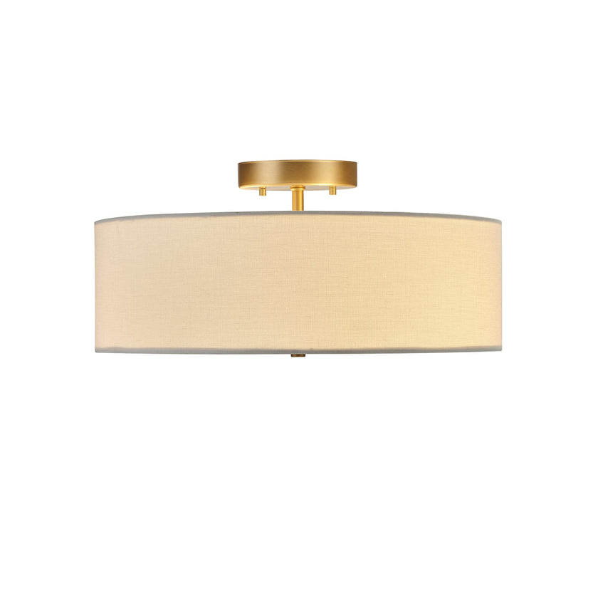 Globe Electric 60998 Kyle 2-Light Flush Mount Ceiling Light, Matte Brass, White Linen Shade 🍁 All In One Marketplace Canada