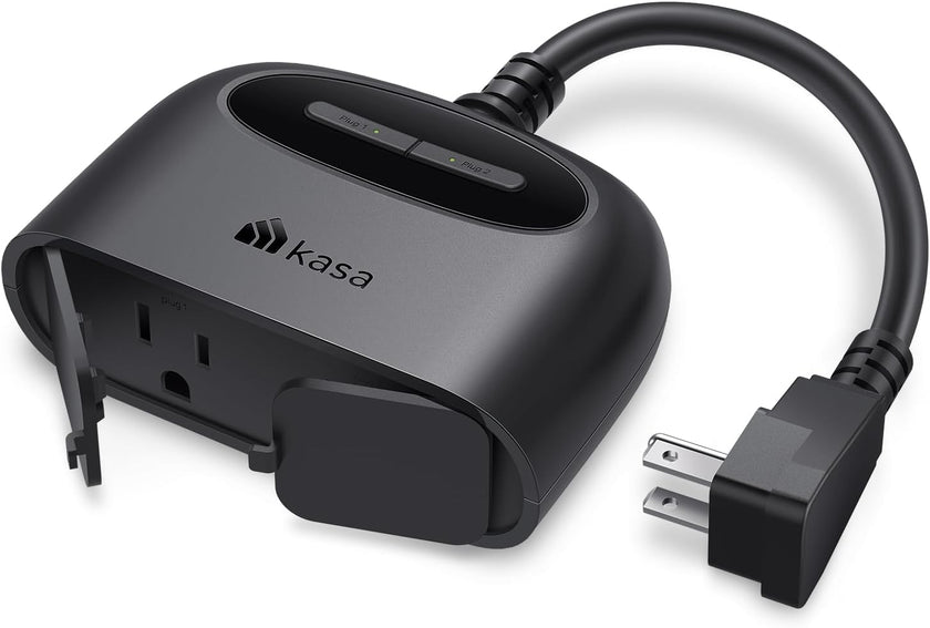 Kasa Smart Outdoor Smart Plug by TP-Link (KP400) - Smart WiFi Outlet with 2 Sockets, IP64 Waterproof, Works with Alexa and Google Home, 2.4GHz WiFi Required, No Hub Required, Sunset & Sunrise Offset 🍁 All In One Marketplace Canada