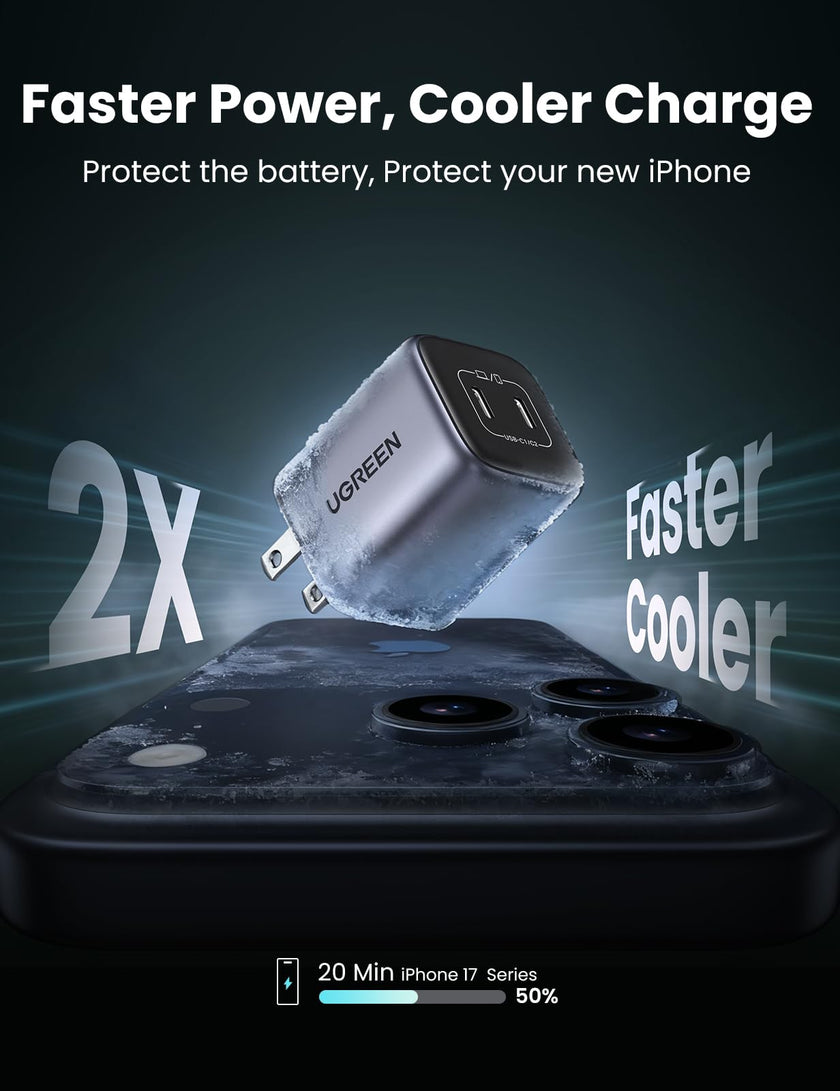 UGREEN Nexode 45W USB C Charger Block, GaN PPS Dual Port USB C Fast Charger Super Fast Charge 2.0 Wall Plug Compatible with Galaxy S26 S25 S24 Ultra S23 A54, iPhone 17 16 Pro Max, iPad, Pixel 10 9 8 🍁 All In One Marketplace Canada