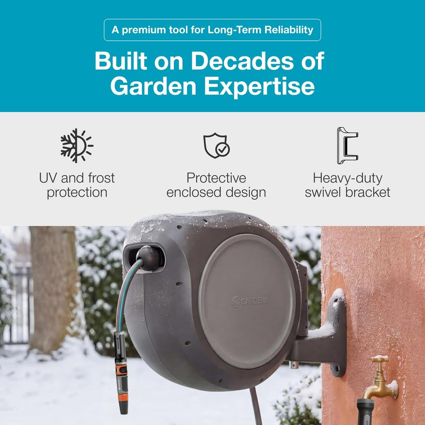 GARDENA 20502-80, Retractable Garden Hose Reel 75' x 1/2