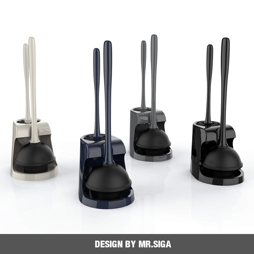 MR.SIGA Toilet Plunger and Bowl Brush Combo for Bathroom Cleaning, Black, 1 Set 🍁 All In One Marketplace Canada