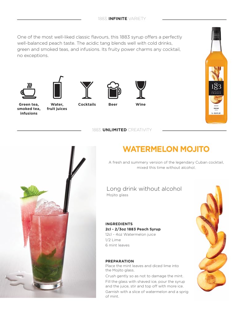 Maison Routin 1883 Peach Syrup, Pet Bottle 1000 Milliliter 🍁 All In One Marketplace Canada