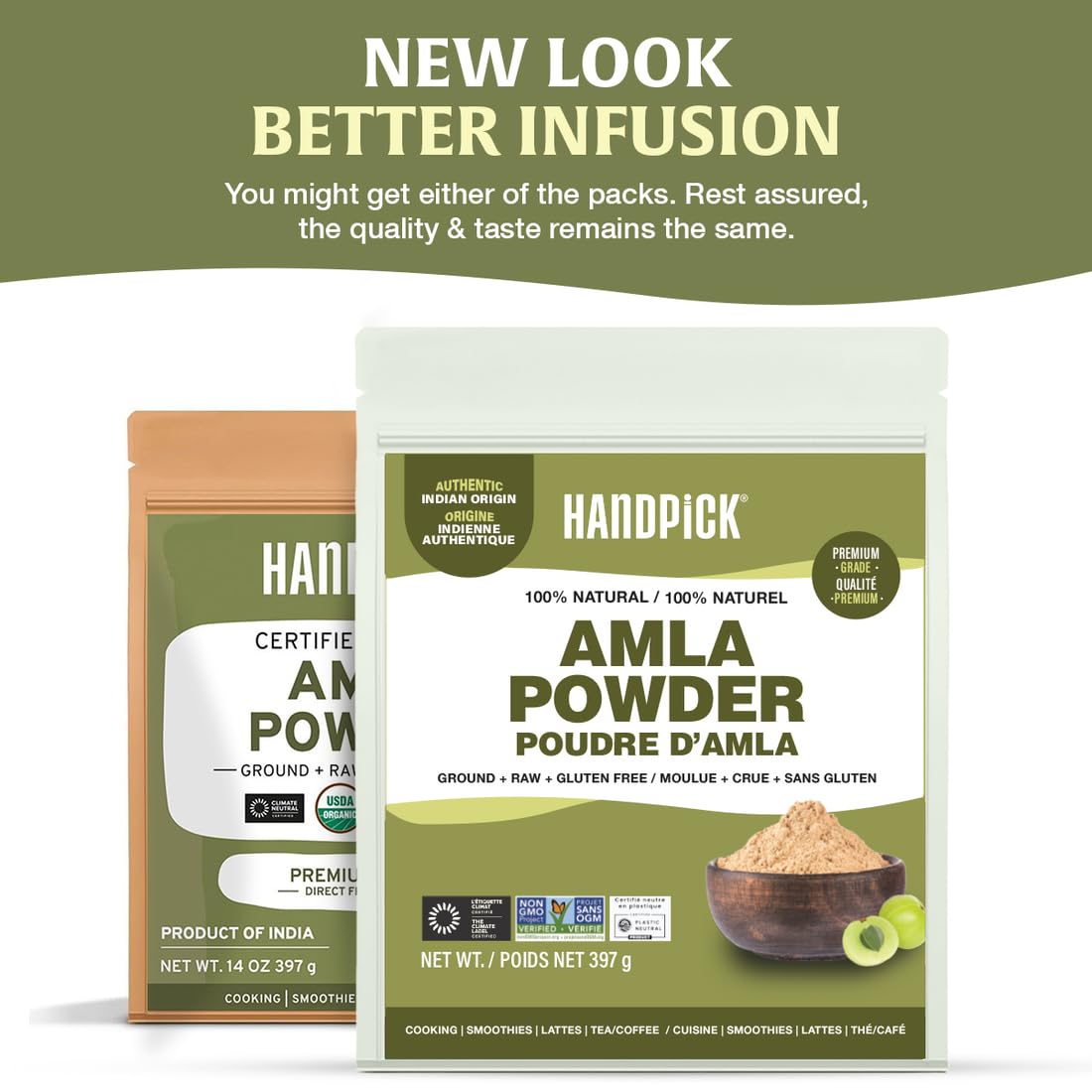 HANDPICK, Amla Powder (397gm/14oz) Halal Amalaki, Non-GMO | 100% Raw and Natural - Lab Tested for Purity | Indian Gooseberry Powder | Resealable Zip Lock Pouch 🍁 All In One Marketplace Canada