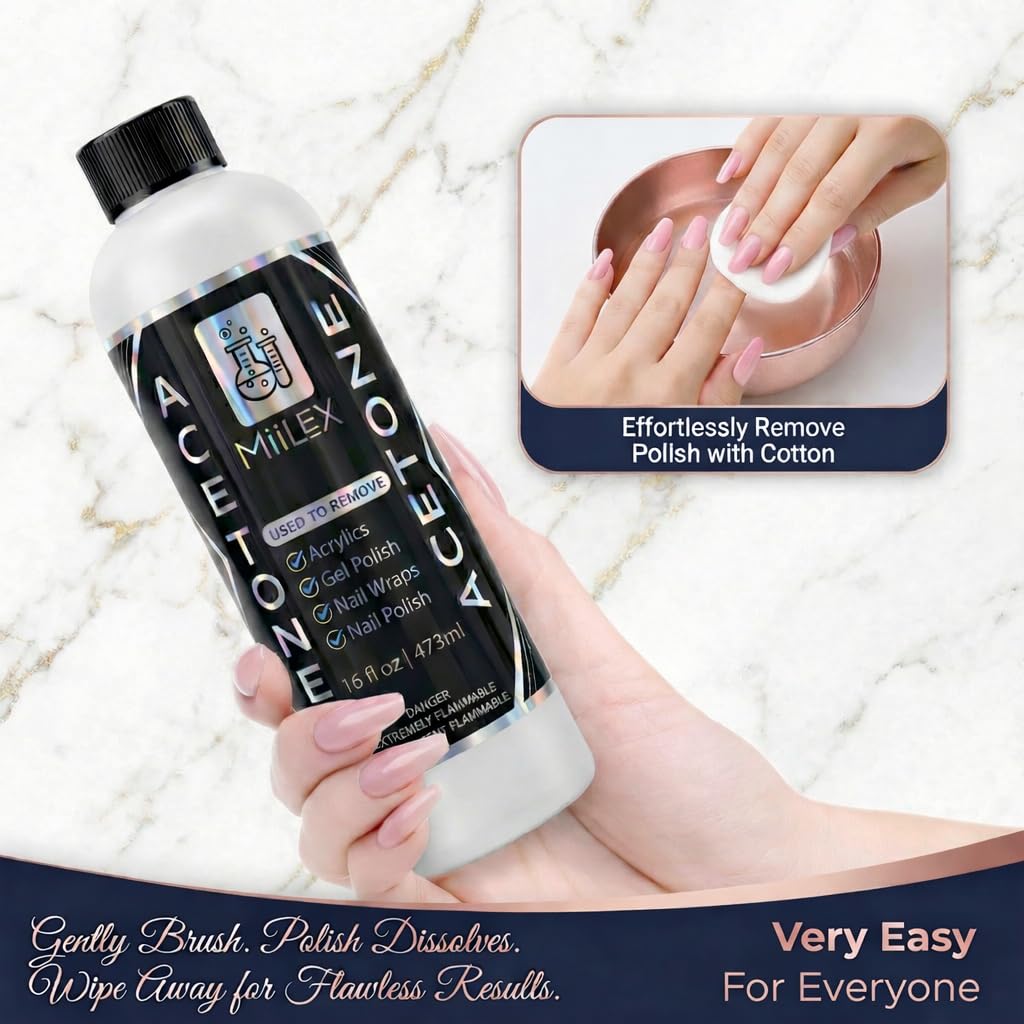 Acetone 16oz Made in Canada - Nail Polish Remover, Professional Strength Gel, Acrylic & Dip Remover – Fast Acting 🍁 All In One Marketplace Canada