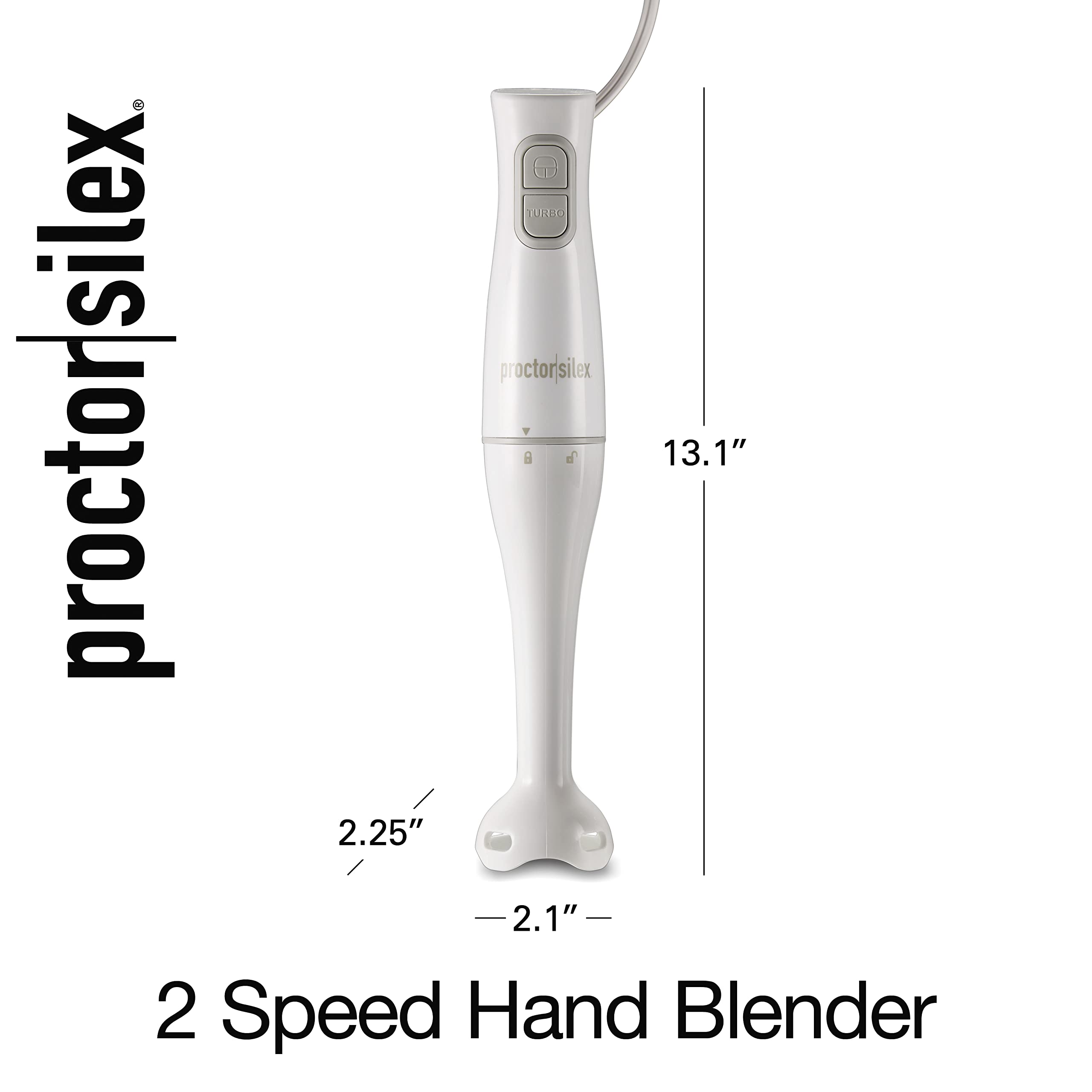 Proctor Silex Electric Immersion Blender with Detachable Dishwasher Safe Handheld Hand Blender Stick, 2-Speeds, 150 Watts, White (59739) 🍁 All In One Marketplace Canada