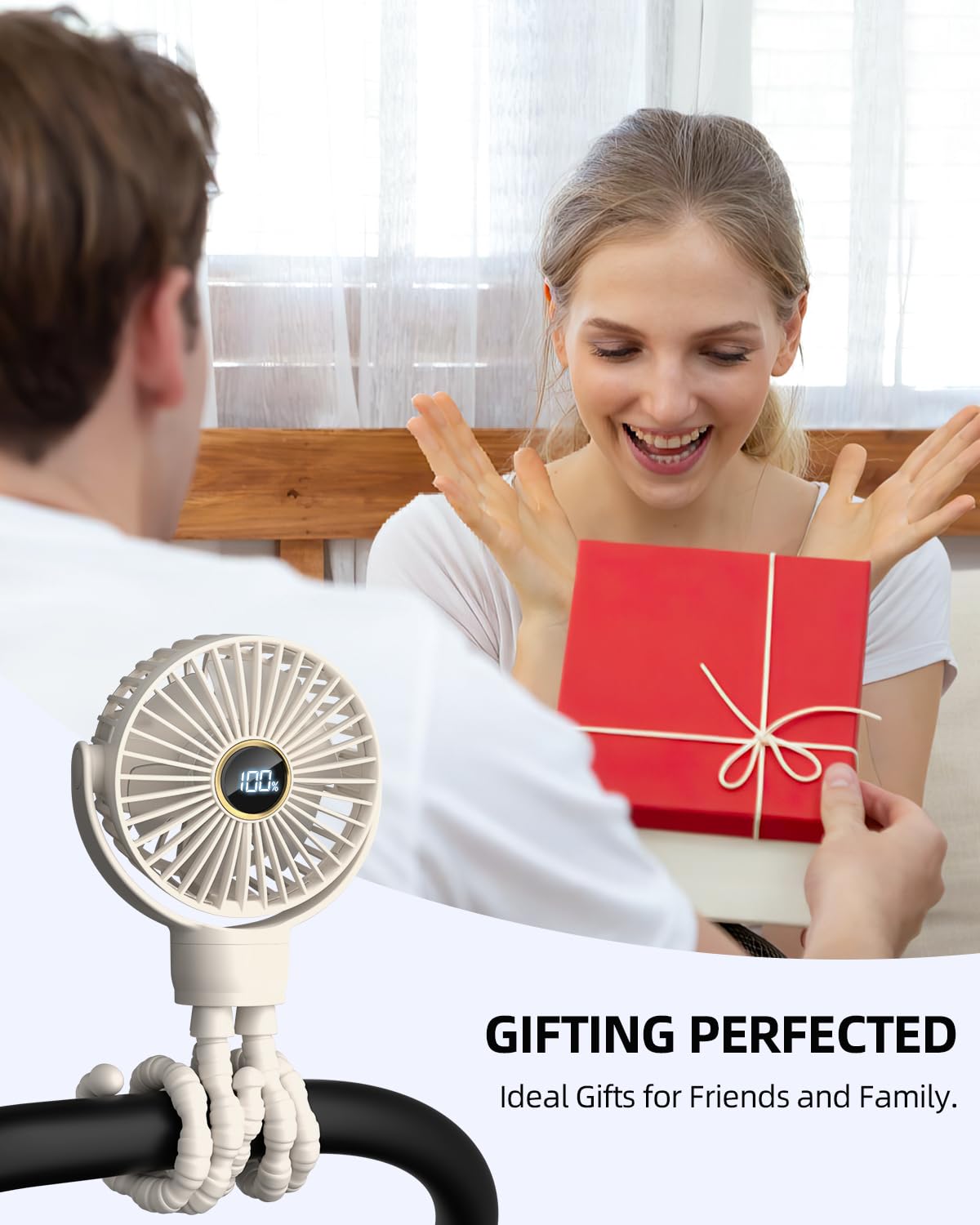 Stroller Fan, Portable Fan, Battery Powered Baby Clip On Fans, 3 Speeds Personal Cooling Fan with Rotatable Handheld for Car Seat Crib Bike Treadmill, Beige-white 🍁 All In One Marketplace Canada