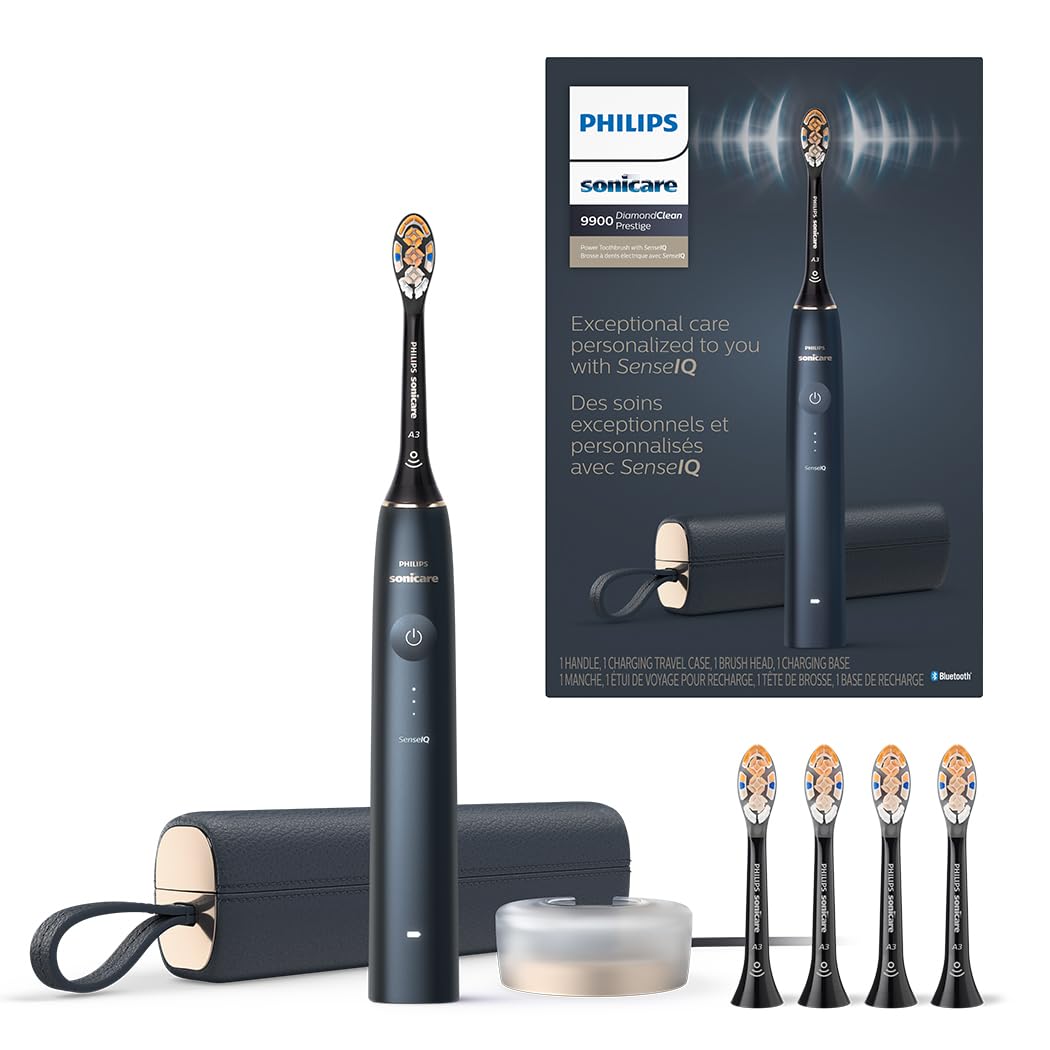 Philips Sonicare DiamondClean 9900 Prestige Electric Toothbrush - with SenseIQ Technology and Advanced AI App, 5 Brushing Modes, 3 Intensity Levels, Charging Travel Case,Midnight Blue, Model BD9002AZ 🍁 All In One Marketplace Canada