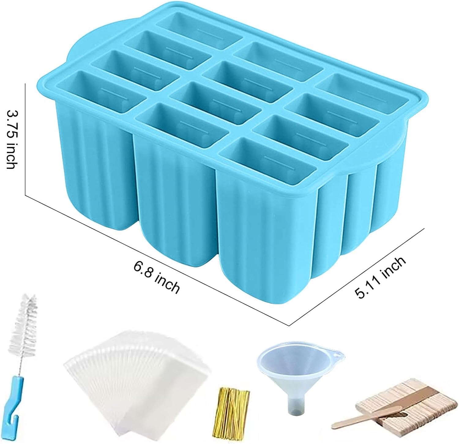 POLCANUR Popsicle Molds Silicone BPA-Free,12 Pieces Popsicle Trays for Freezer,Homemade Ice Cream Popsicle Molds,Large Ice Pop Maker Set,Reusable Ice Lolly Mould with 50PCS Popsicle Sticks 🍁 All In One Marketplace Canada