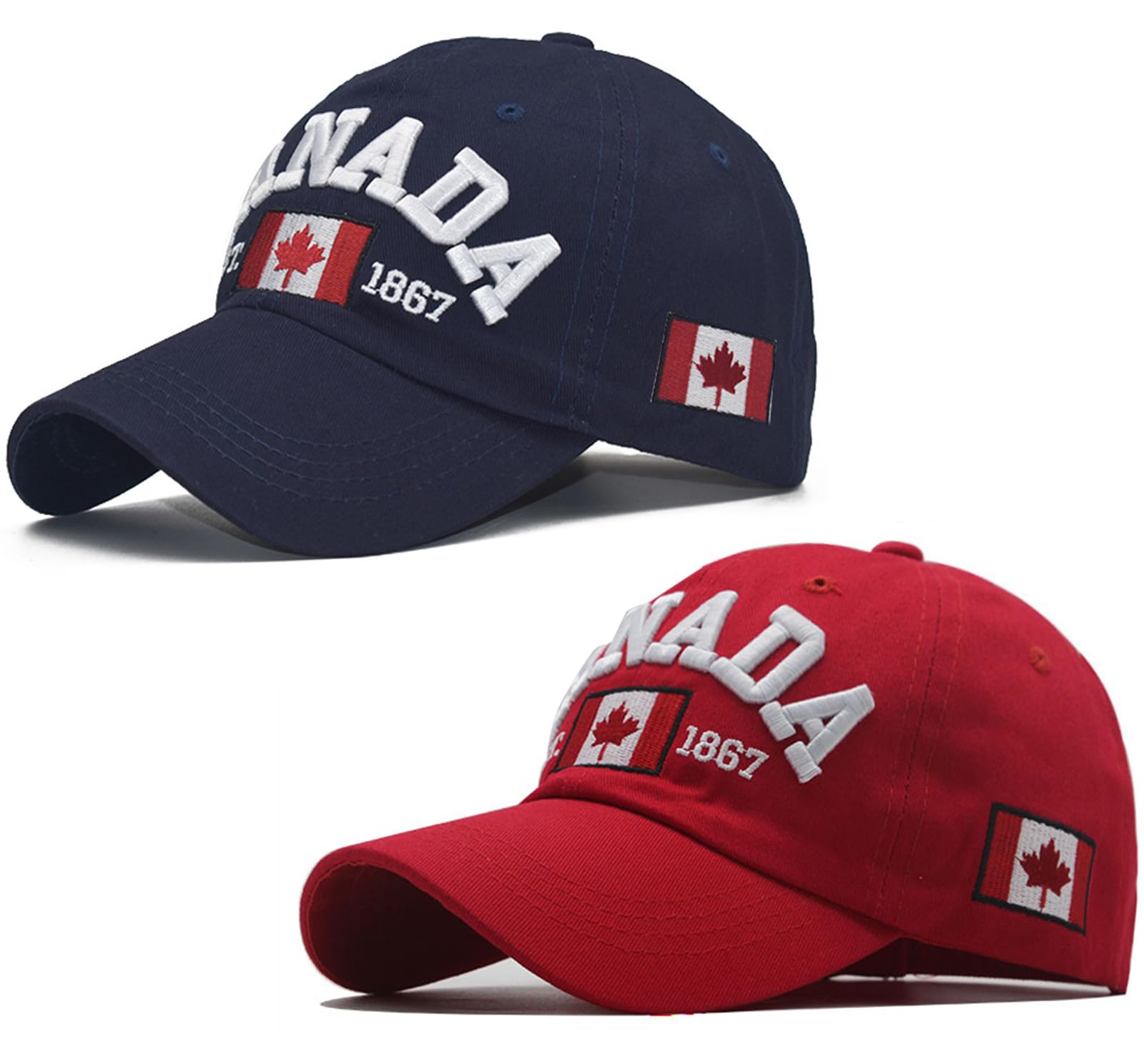 Navy Blue and Red Canada Baseball Cap for Men Women, Canada Day Maple Leaf Flag Embroidered Adjustable Dad Hat Golf Cap Sport Outdoor Fitted Plain Cap 🍁 All In One Marketplace Canada