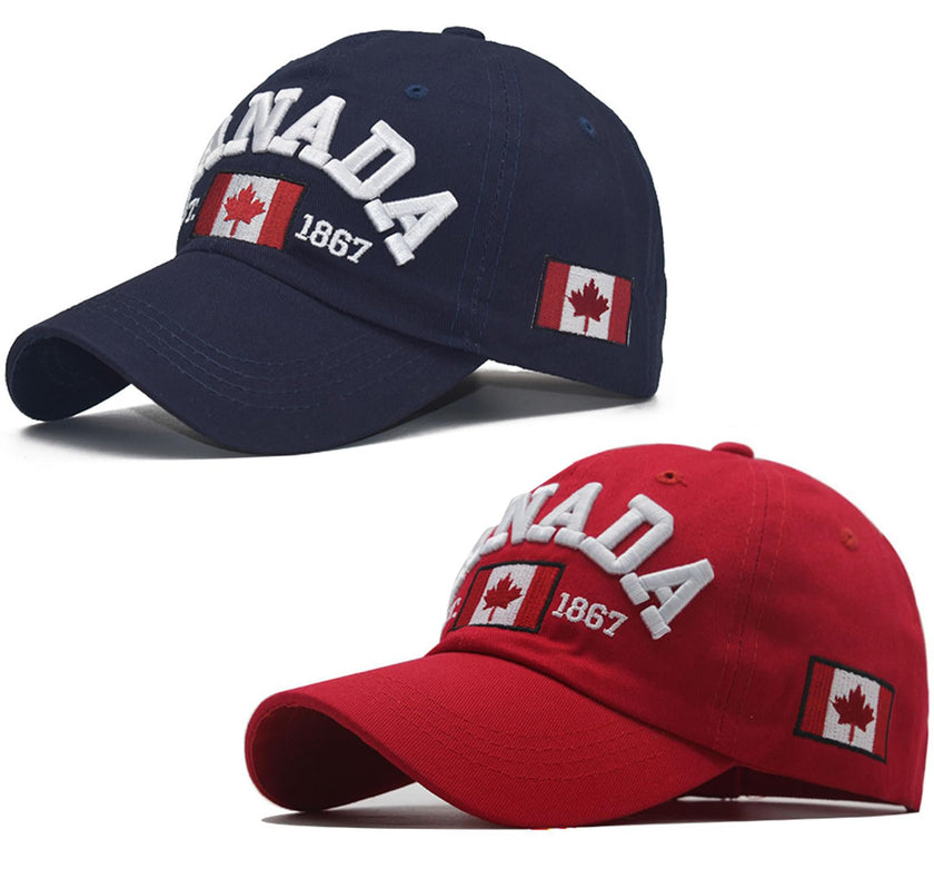 Navy Blue and Red Canada Baseball Cap for Men Women, Canada Day Maple Leaf Flag Embroidered Adjustable Dad Hat Golf Cap Sport Outdoor Fitted Plain Cap 🍁 All In One Marketplace Canada