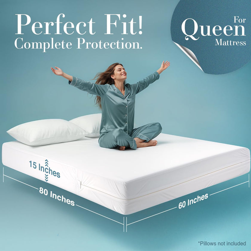 Utopia Bedding Zippered Mattress Encasement Queen - 100% Waterproof and Bed Bug Proof Mattress Protector - Absorbent, Six-Sided Mattress Cover 🍁 All In One Marketplace Canada