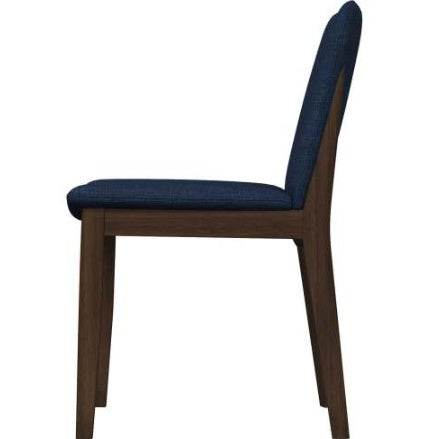 Laura Blue Linen Solid Wood Dining Chair  Set Of 2 Mid-Century Modern Style