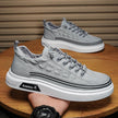 Men's Canvas Slip-On Sneakers Striped Color-Block Low-Top Casual Shoes