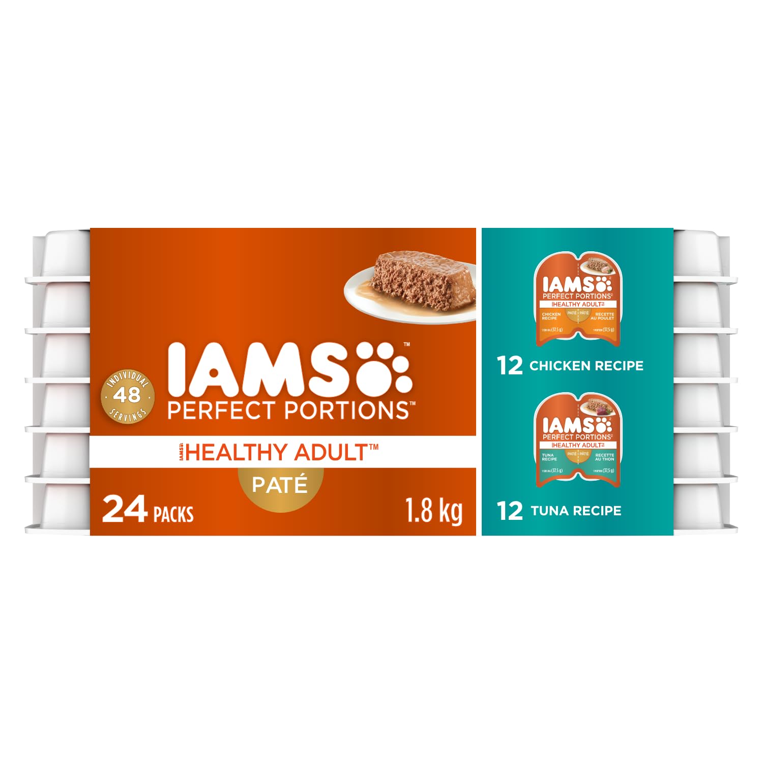 IAMS Perfect Portions Adult Wet Cat Food - Chicken and Tuna Paté Variety Pack, 75g (24 Pack) 🍁 All In One Marketplace Canada
