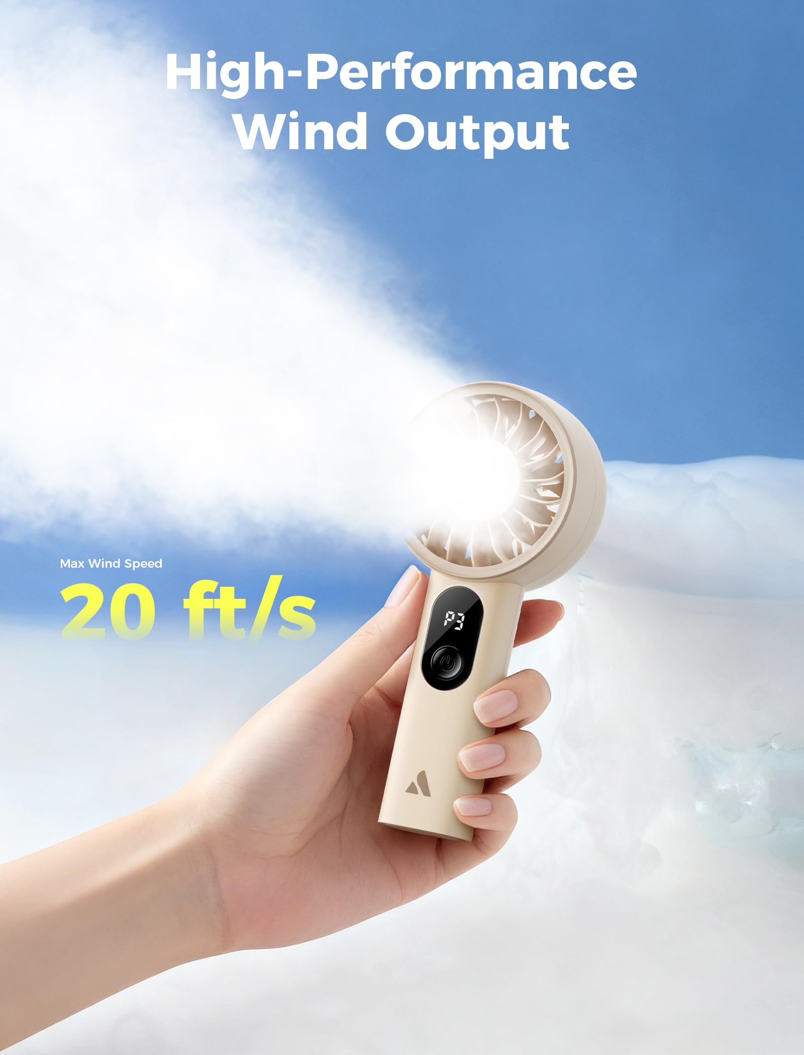 Aecooly Mighty Portable Fan, Powerful Handheld Fan, USB Rechargeable [10H Max Cooling Time], Mini Personal Battery Powered, Pocket for Travel, Summer, Gifts for Women, Girls -Beige 🍁 All In One Marketplace Canada