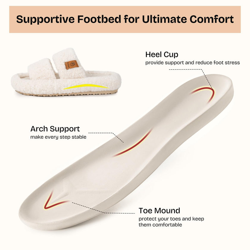 EverFoams Womens Fuzzy Open-toe Slippers Soft Comfy Memory Foam Indoor House Shoes Vanilla Ice,7-8 US 🍁 All In One Marketplace Canada