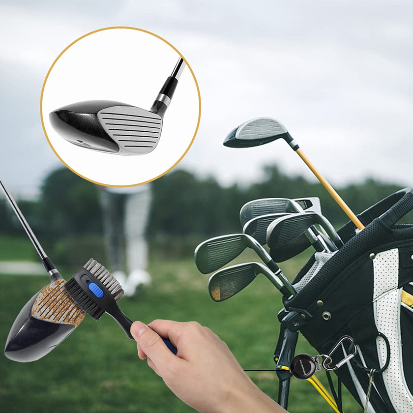 THIODOON 2 Pack Golf Club Brushes and Groove Cleaner 2 ft Retractable Zipline Carabiner Oversized Golf Brush Head with Retractable Spike Comfortable Grip Golf Club Cleaner 🍁 All In One Marketplace Canada