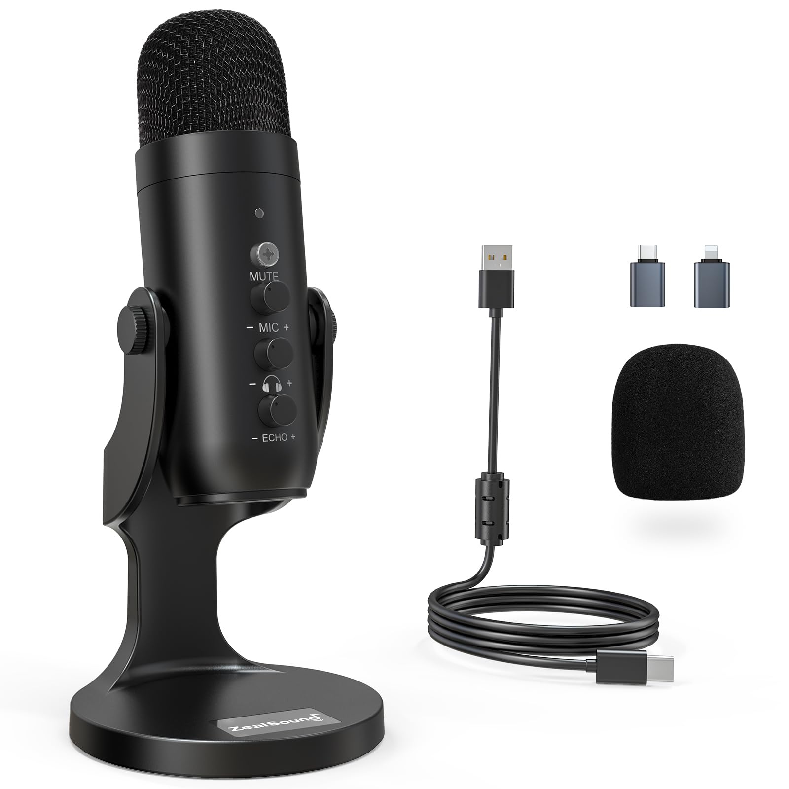 ZealSound Podcast Microphone for PC, Noise Cancellation USB Mic with Gain, Volume Adjustment & Mute Button, Monitoring & Echo, for YouTube, TikTok, Podcasting, Streaming, iPhone, iPad, Android, Mac 🍁 All In One Marketplace Canada