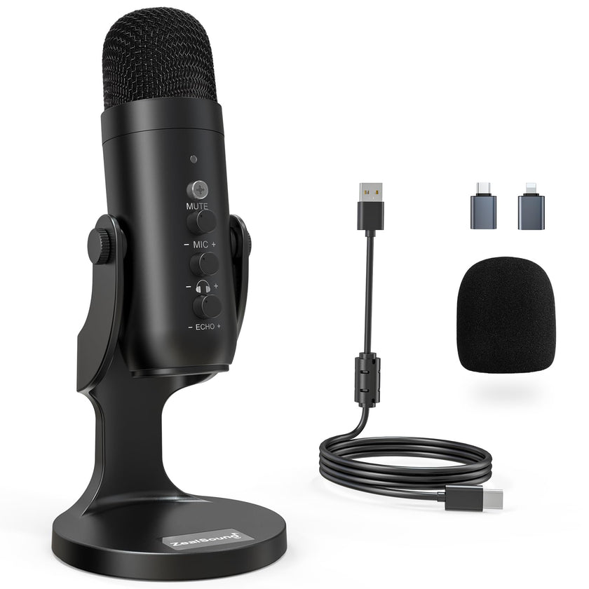 ZealSound Podcast Microphone for PC, Noise Cancellation USB Mic with Gain, Volume Adjustment & Mute Button, Monitoring & Echo, for YouTube, TikTok, Podcasting, Streaming, iPhone, iPad, Android, Mac 🍁 All In One Marketplace Canada