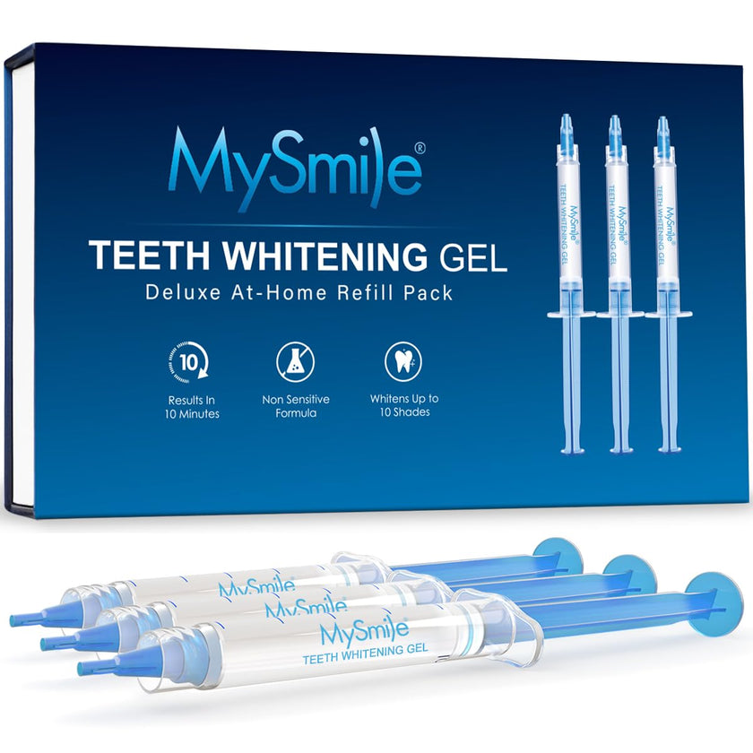 MySmile Teeth Whitening Gel Refills Pack 30+ Treatment Non-Sensitive Enamel Safe Tooth Whitener -10 Min Fast Whitening Teeth - Helps to Remove Stains from Coffee, Smoking, Wines（Excluding Tray Light） 🍁 All In One Marketplace Canada