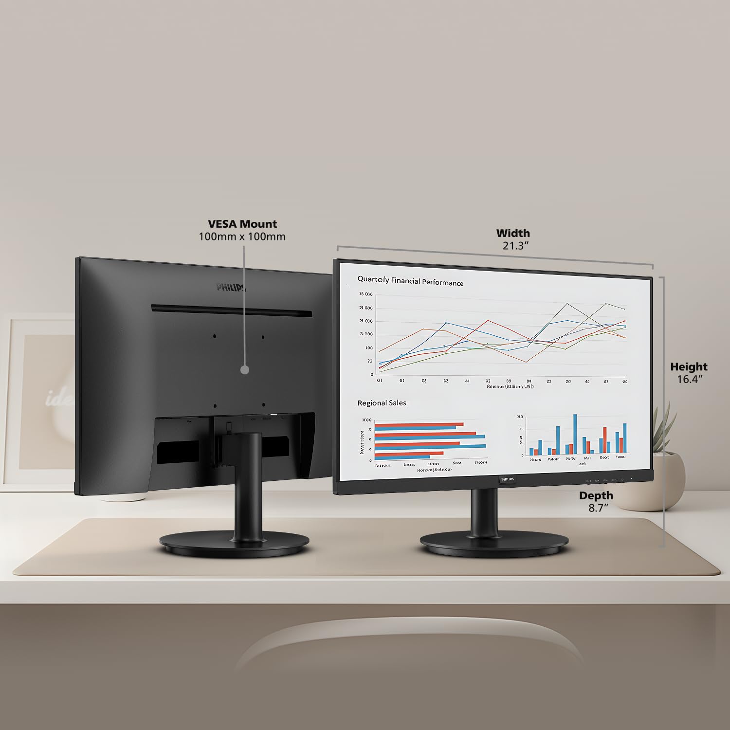 Philips New 24 inch Frameless Full HD (1920 x 1080) 100Hz Monitor, VESA, HDMI x1, VGA Port x1, Eye Care, 4 Year Replacement Warranty, 241V8LB, Black 🍁 All In One Marketplace Canada