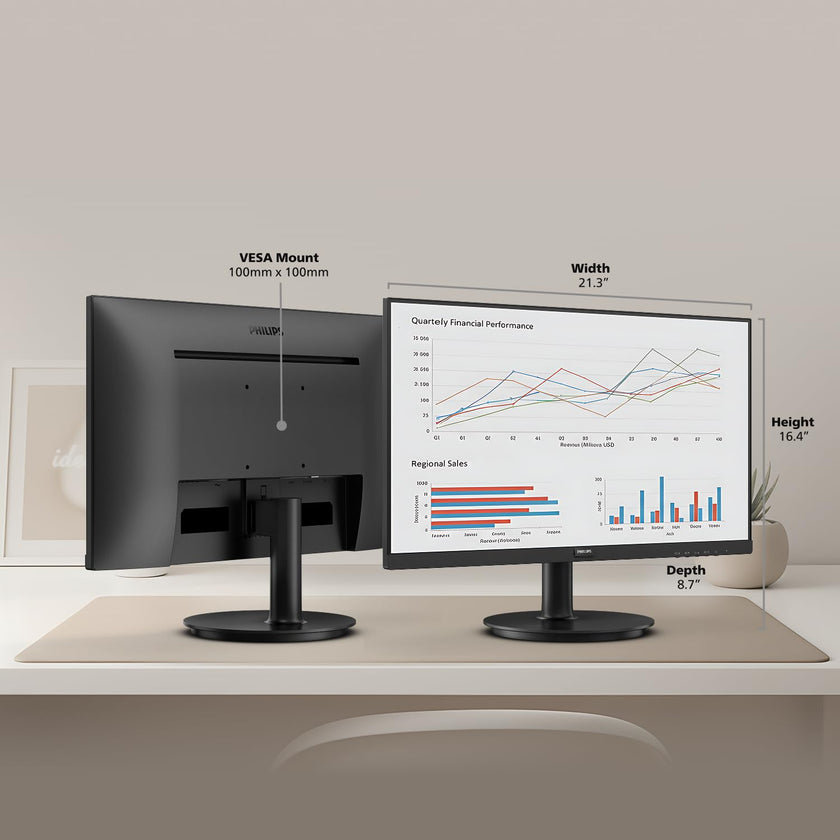 Philips New 24 inch Frameless Full HD (1920 x 1080) 100Hz Monitor, VESA, HDMI x1, VGA Port x1, Eye Care, 4 Year Replacement Warranty, 241V8LB, Black 🍁 All In One Marketplace Canada