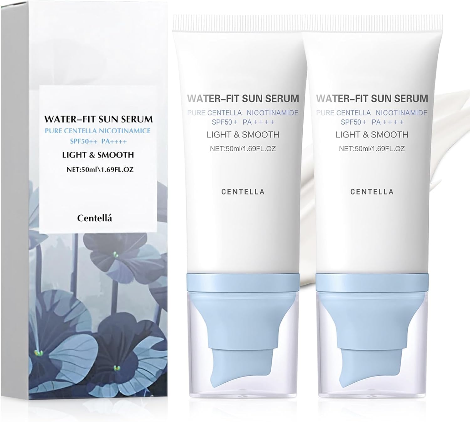 2PCS Centella Sunscreen SPF 50, 50ML 𝑴𝒂𝒅𝒂𝒈𝒂𝒔𝒄𝒂𝒓 Sunscreen Face Serum, Daily UV Defense Sunblock Summer Korean Sunscreen for Face, Travel Essentials for All Skin (White) 🍁 All In One Marketplace Canada