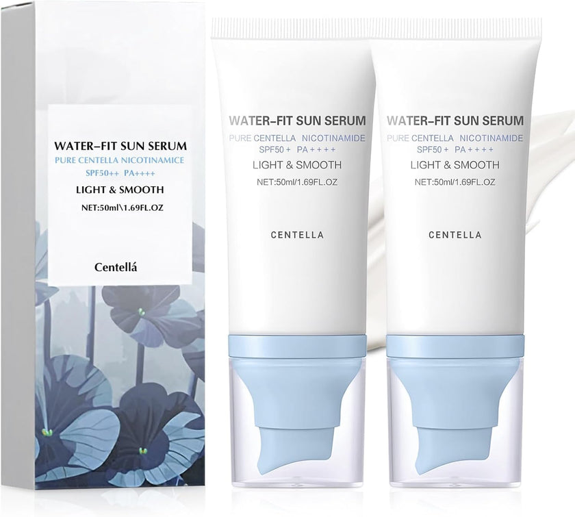 2PCS Centella Sunscreen SPF 50, 50ML 𝑴𝒂𝒅𝒂𝒈𝒂𝒔𝒄𝒂𝒓 Sunscreen Face Serum, Daily UV Defense Sunblock Summer Korean Sunscreen for Face, Travel Essentials for All Skin (White) 🍁 All In One Marketplace Canada
