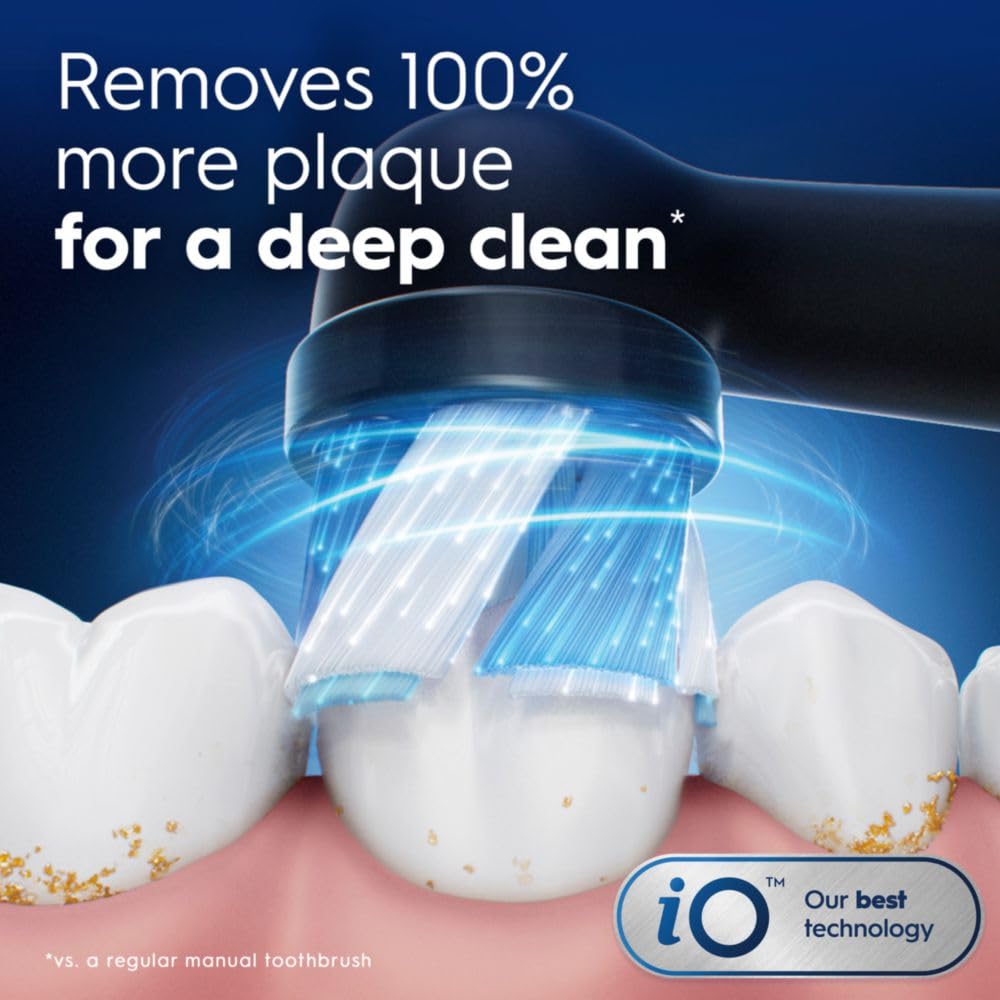 Oral-B iO Genuine Replacement Brush Heads, Black, 4ct Ultimate Clean + 1ct Gentle Care, 15 Month Supply, Compatible Exclusively with Oral-B iO Electric Toothbrushes, Not Compatible with any Other Series Including: Pro, Vitality, Smart, or Genius