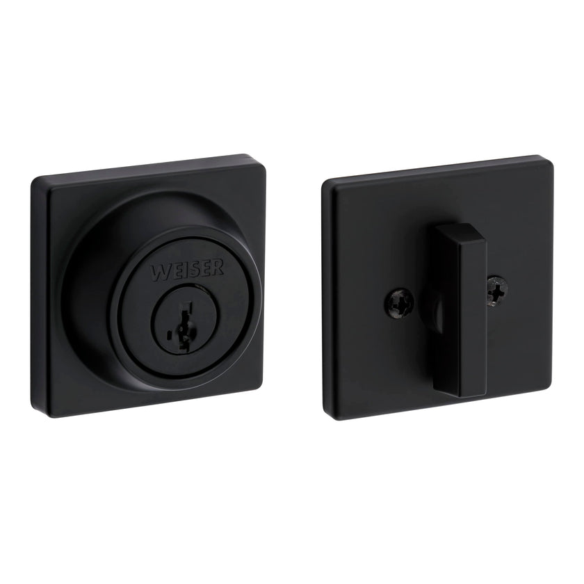 Weiser Elements Matte Black Square Deadbolt Lock, ANSI/BHMA Grade 3 Certified Front Door Lock, Kick Proof, Bump Proof & Anti-theft Exterior Door Lock with Key, Traditional Door Locks for Entry Door 🍁 All In One Marketplace Canada