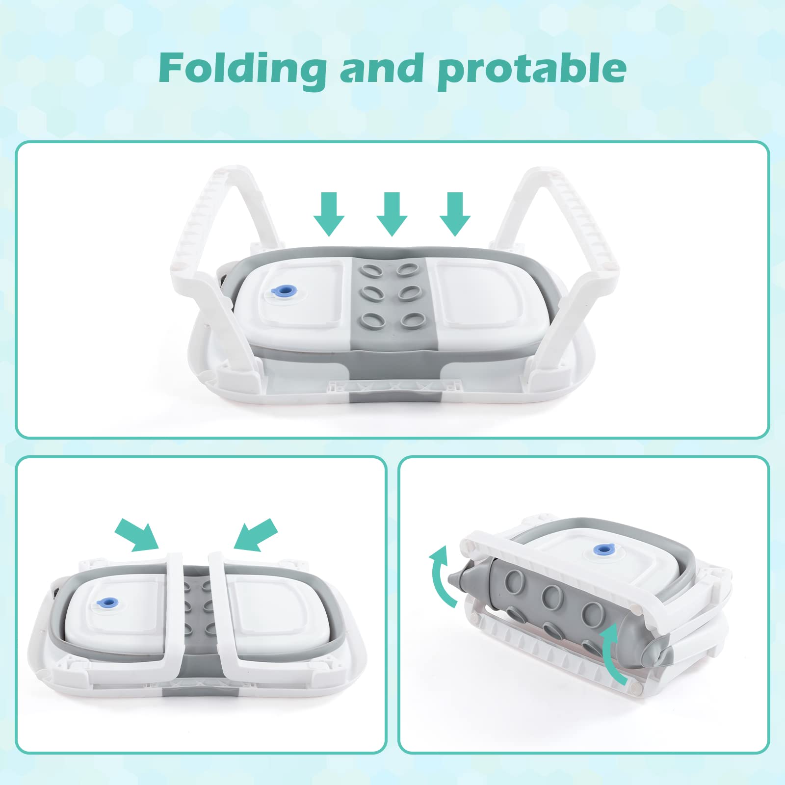 Baby BathTub, 4-in-1 Newborn to Toddler Tub with Temperature Sensor,Infant Waterproof Ear Cap and Soft Cushion included,Grey 🍁 All In One Marketplace Canada