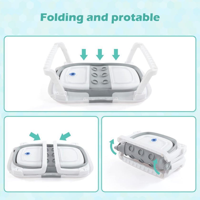 Baby BathTub, 4-in-1 Newborn to Toddler Tub with Temperature Sensor,Infant Waterproof Ear Cap and Soft Cushion included,Grey 🍁 All In One Marketplace Canada
