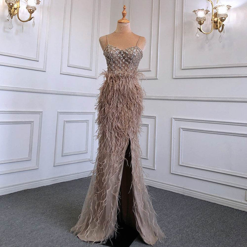 Suspender formal dress  Tassel Slim-fit Party Banquet Engagement Dress