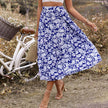 New Spring And Summer High Waist  floral Midi Skirt