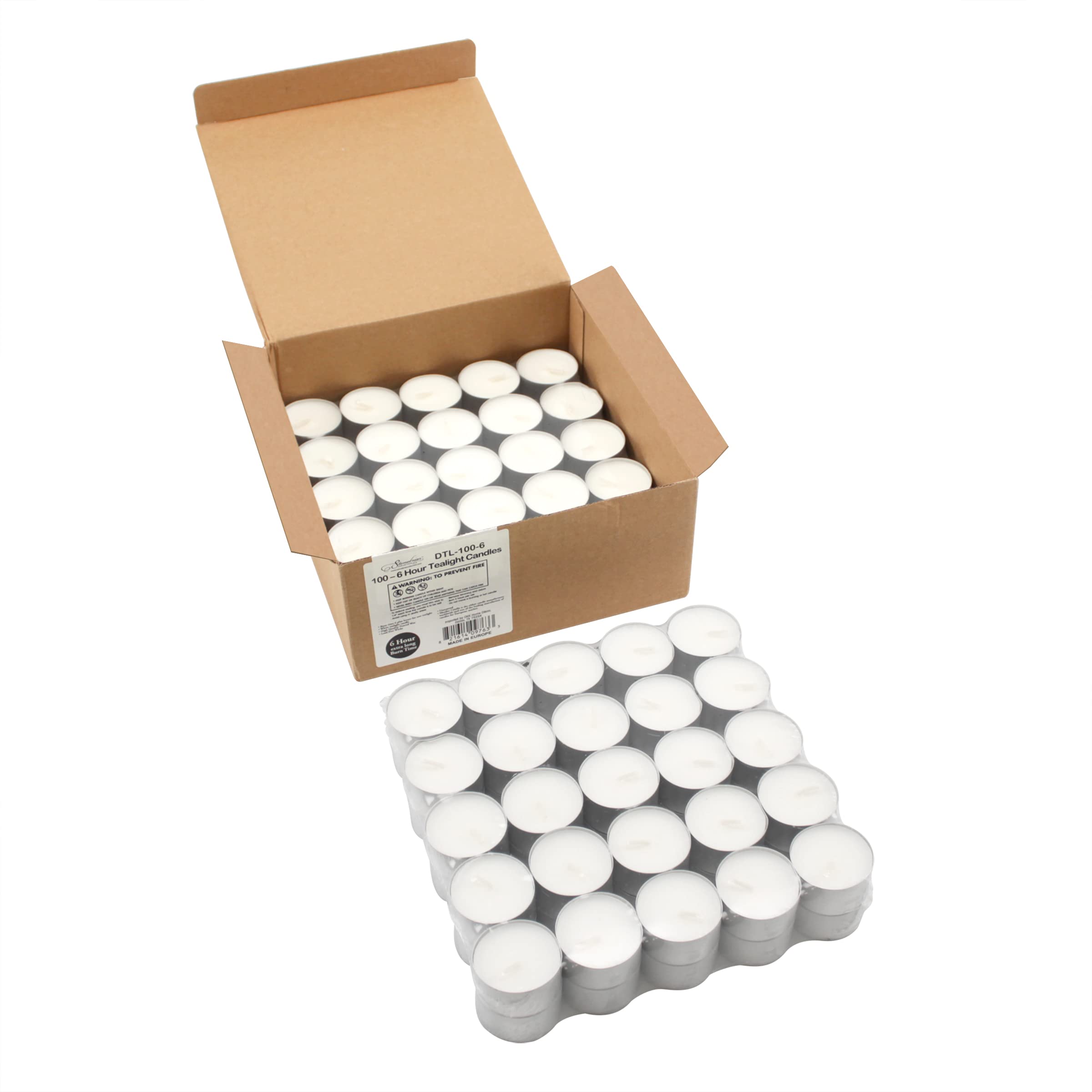 Stonebriar Unscented Tea Light Candles, 6 to 7 Hour Extended Burn Time, Smokeless, White, Bulk Set for Weddings, Events, Home Decor, Emergency Use, 100 Count 🍁 All In One Marketplace Canada